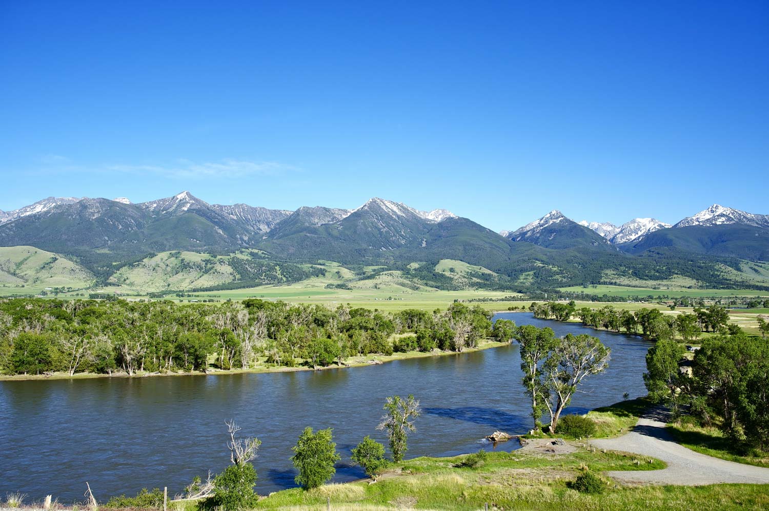 The pristine camp site by the Yellowstone River Near Livingston, Montana