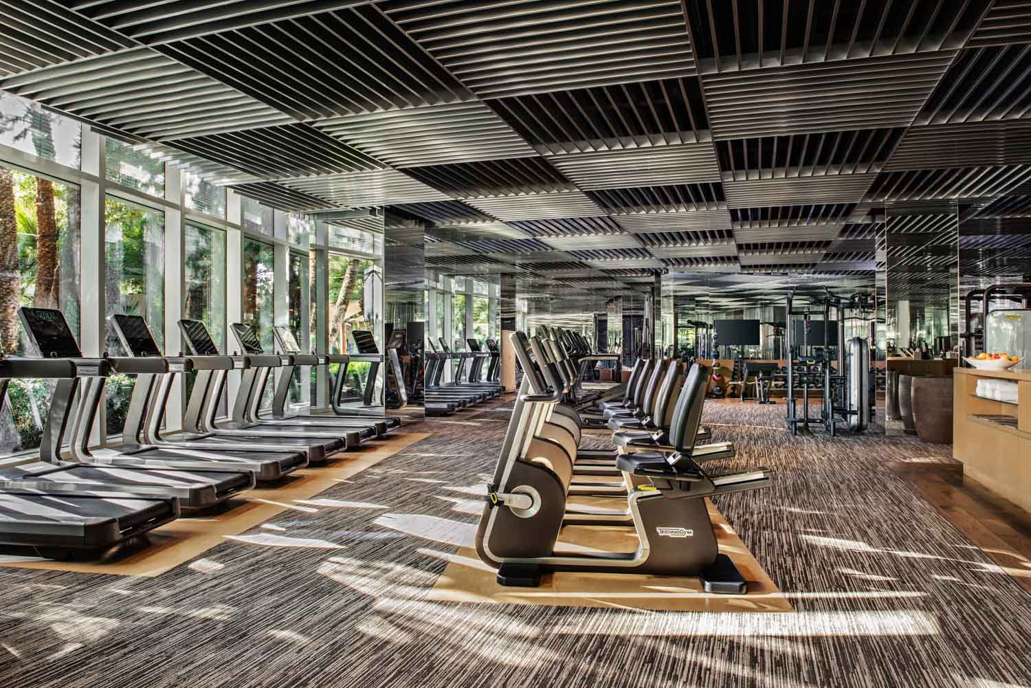 The gym at ARIA conducts classes and houses state-of-the-art Technogym equipment 