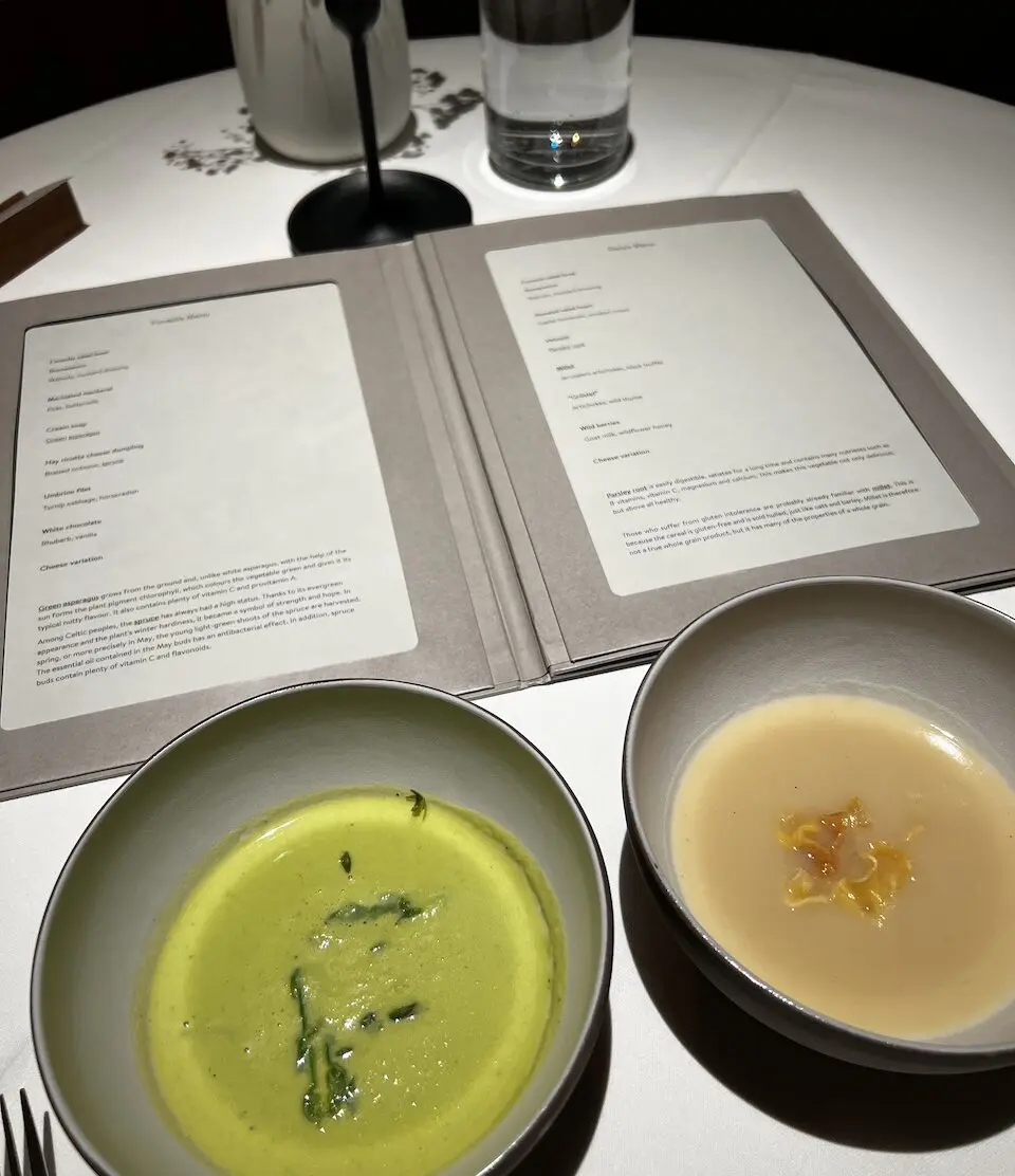 FORESTIS Future-forward menu on the left and vegan menu on the right. I just had to taste both, of course!