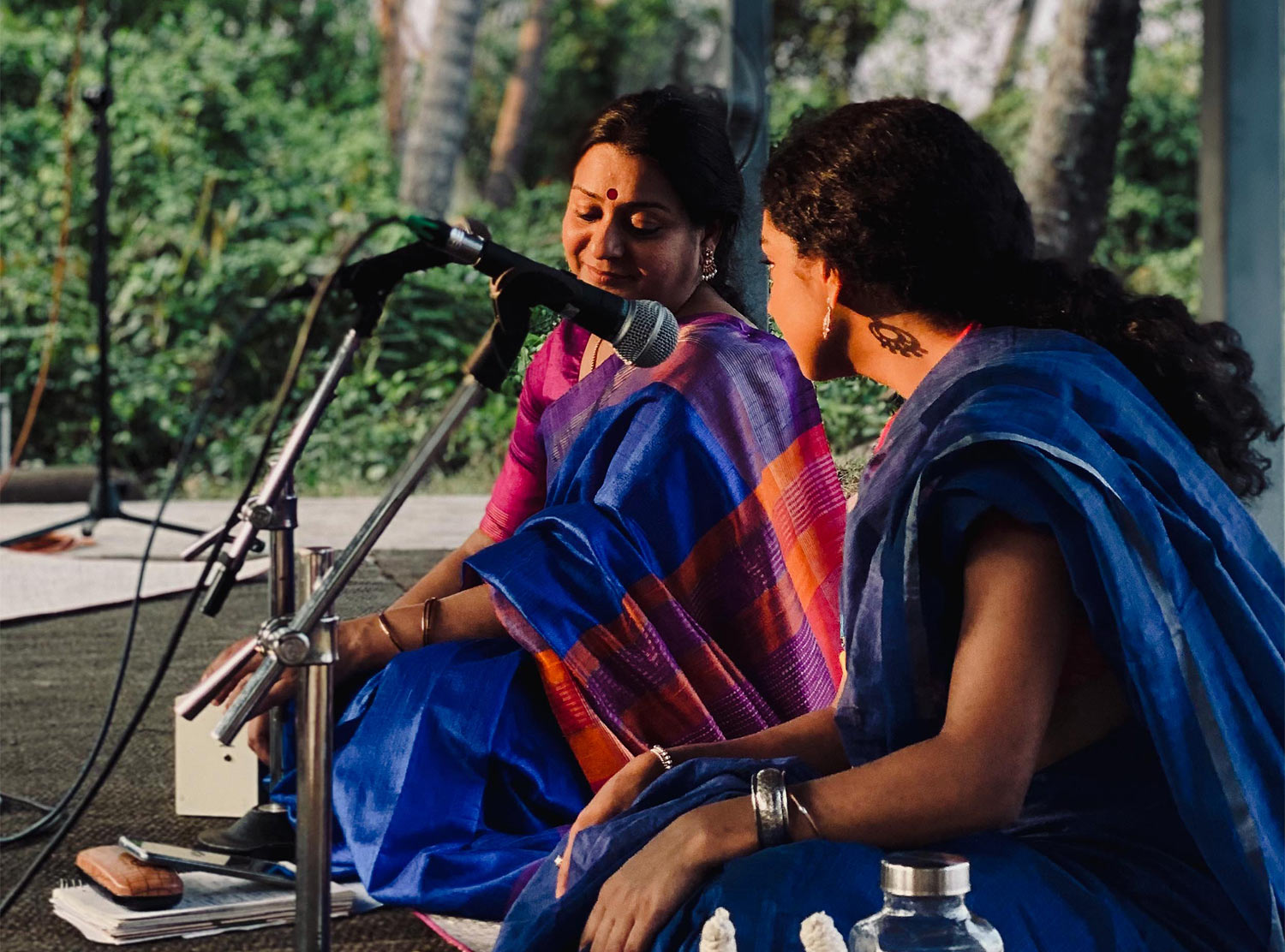 Rajani Shridhar and Swarashri Shridhar who performed the Yoga Nidra concert at Kayal Island Retreat