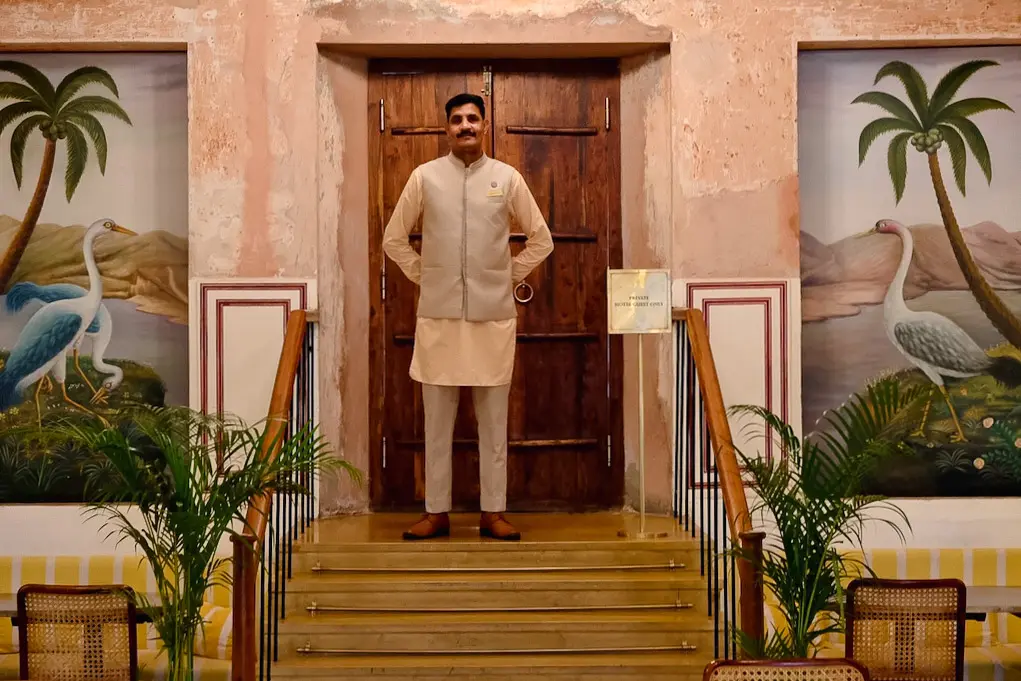 The Johri The ever-smiling staff at The Johri at the entrance to the private courtyard ready to take me to my room