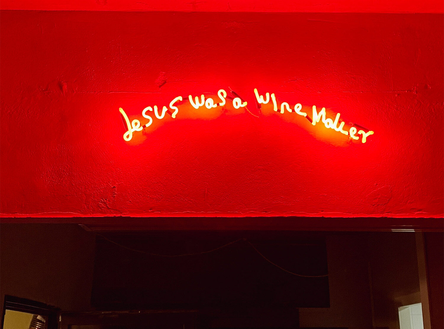 Hotel Antigua Palma Bar La Sang paying homage to the original wine magician — Jesus himself