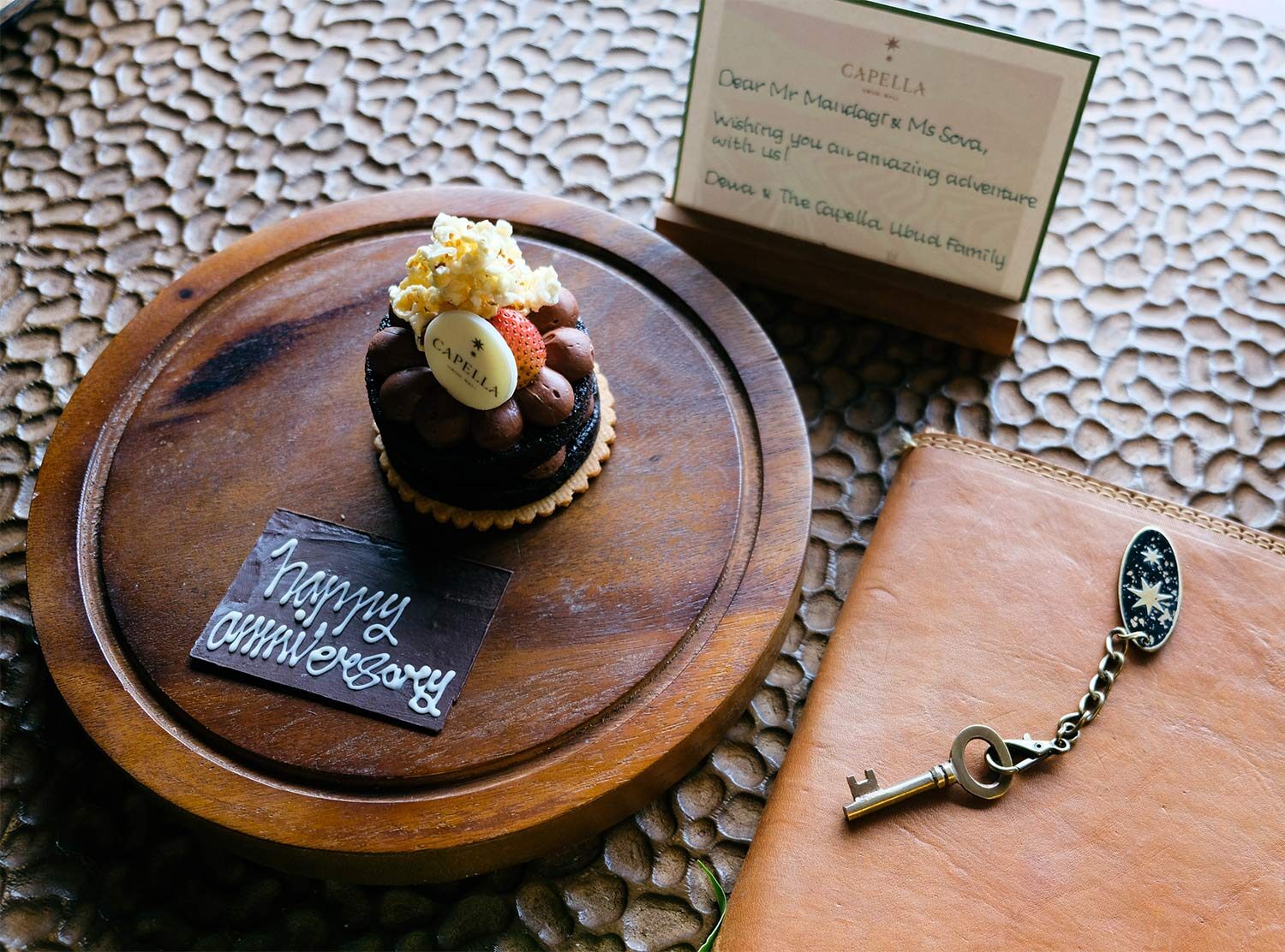 Capella Ubud A lovely welcome for our very special tenth-anniversary getaway. On arrival, guests also get a bag to keep with 