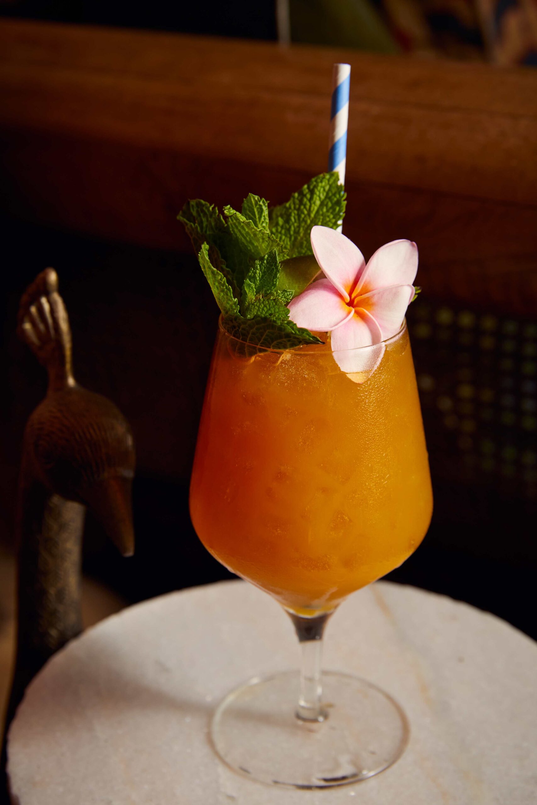 Inventive cocktails served with a tropical spin