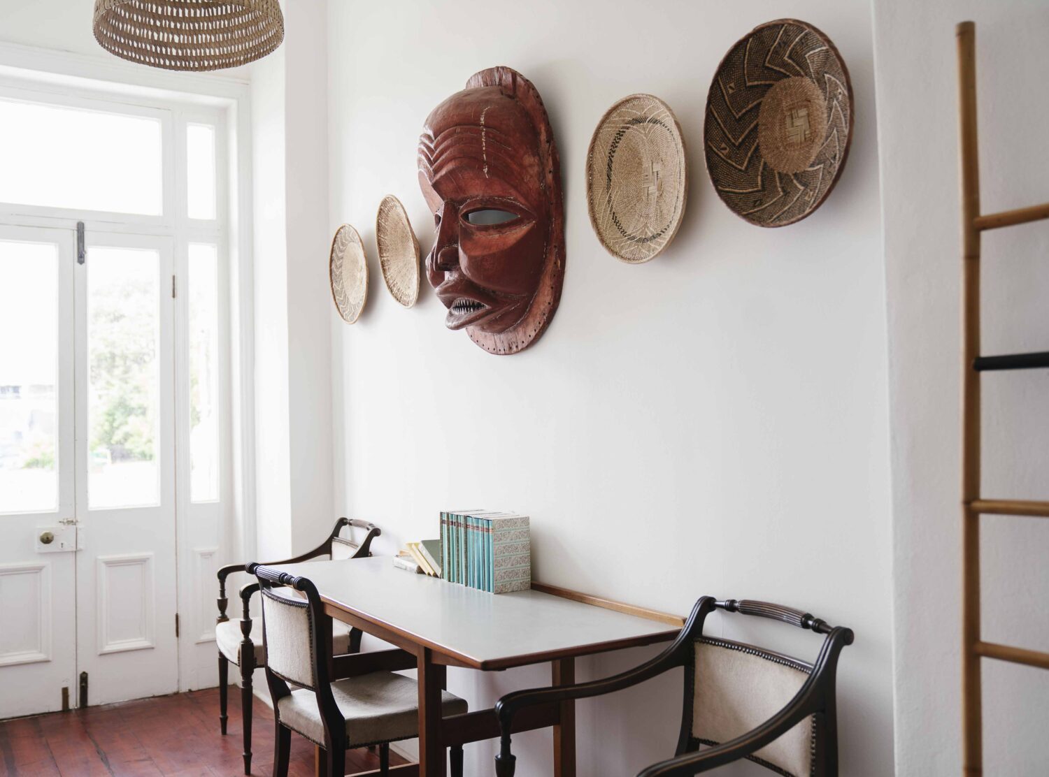 Harpers House South African artefacts adorn the walls about the hallway desk. A dreamy spot to sit and write. 
