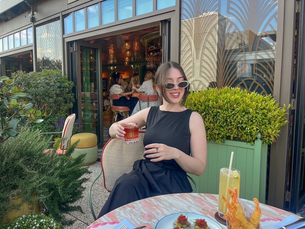 Broadwick Soho Catching up with a friend at Flute. Bites, beverages and breezy views over London