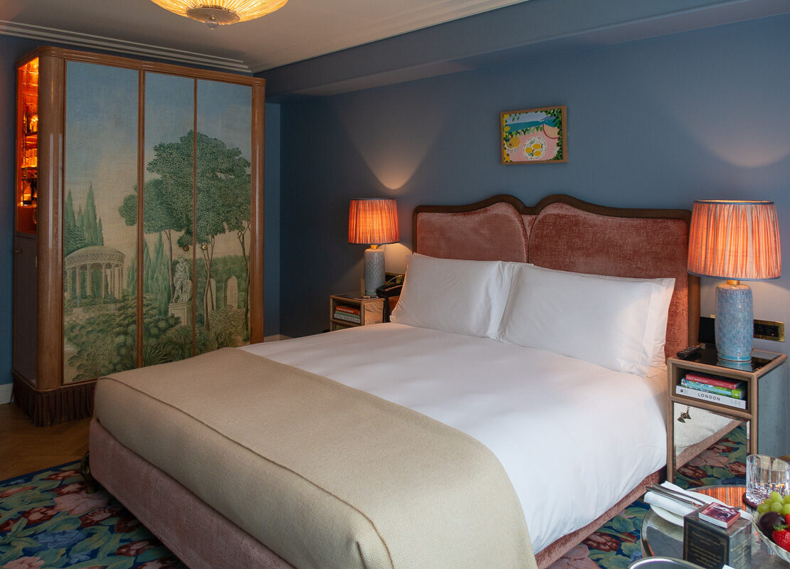 Broadwick Soho Rooms are more subdued than the rest of the hotel but certainly aren't lacking in style — check out the incredible wardrobe with a built-in minibar