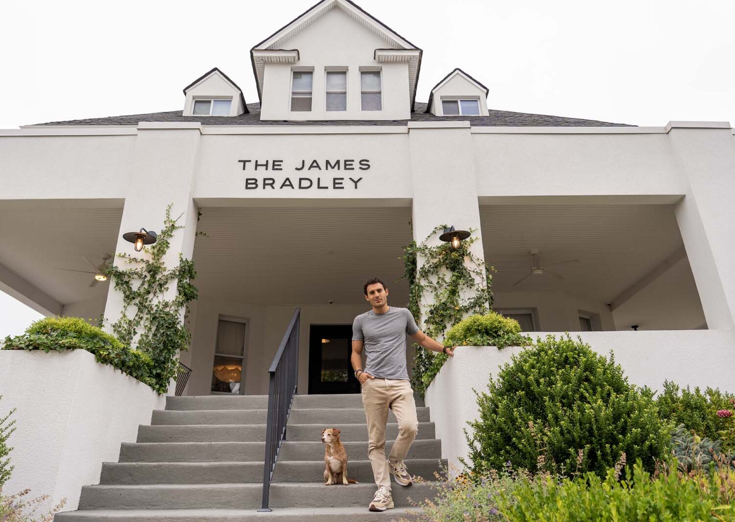 The James Bradley It was thrilling to meet George DiStefano, the hotel’s owner and visionary, and hear the story directly from the source—how a historic home became a modern haven, and how the rhythms of local surf culture seeped into every detail. Pictured here at the hotel's front.