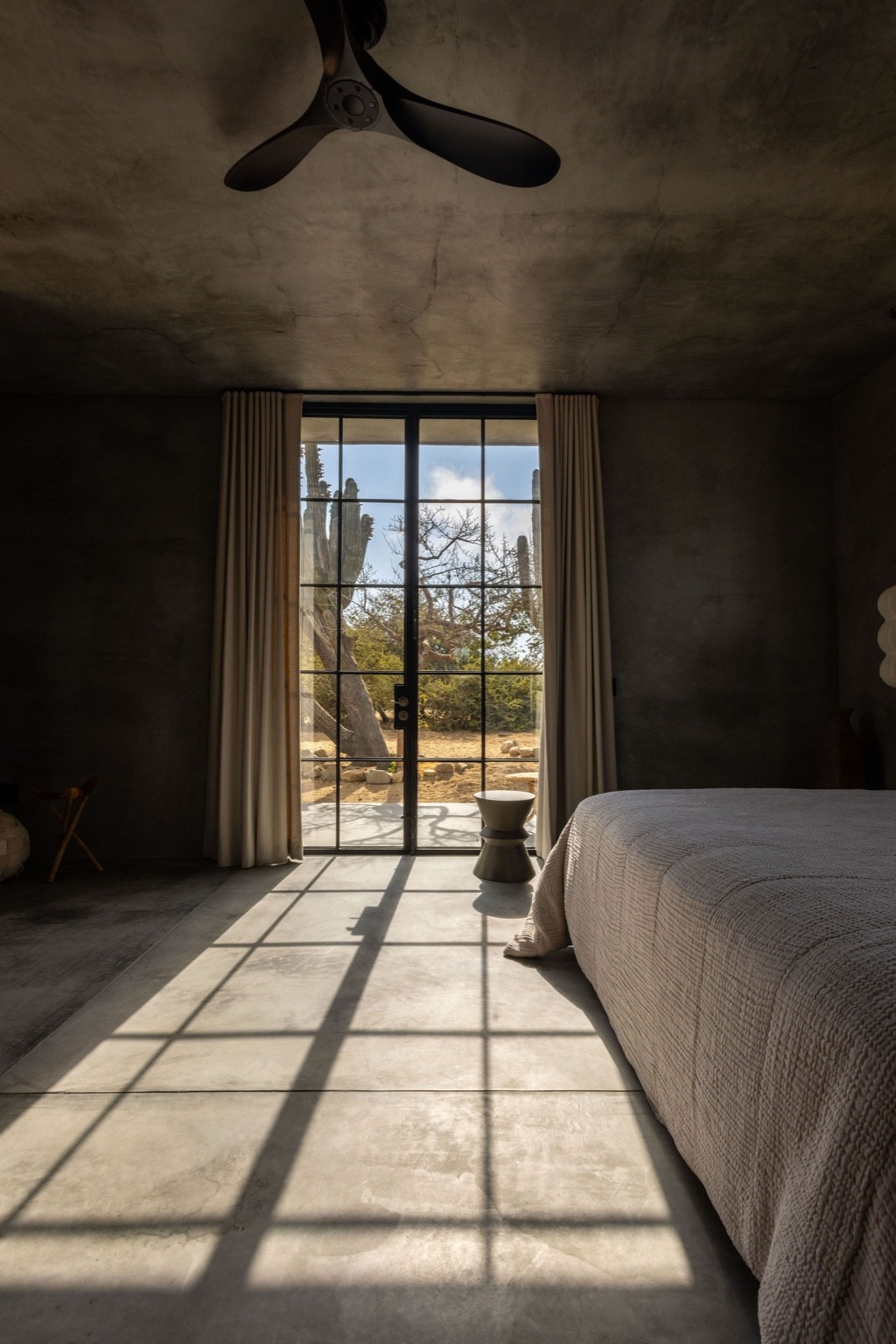 The first morning light coming into the Sunrise Bedroom, one of the two twin oversized master suites, each of them with independent entrance, terrace, walk-in closet and bathroom.