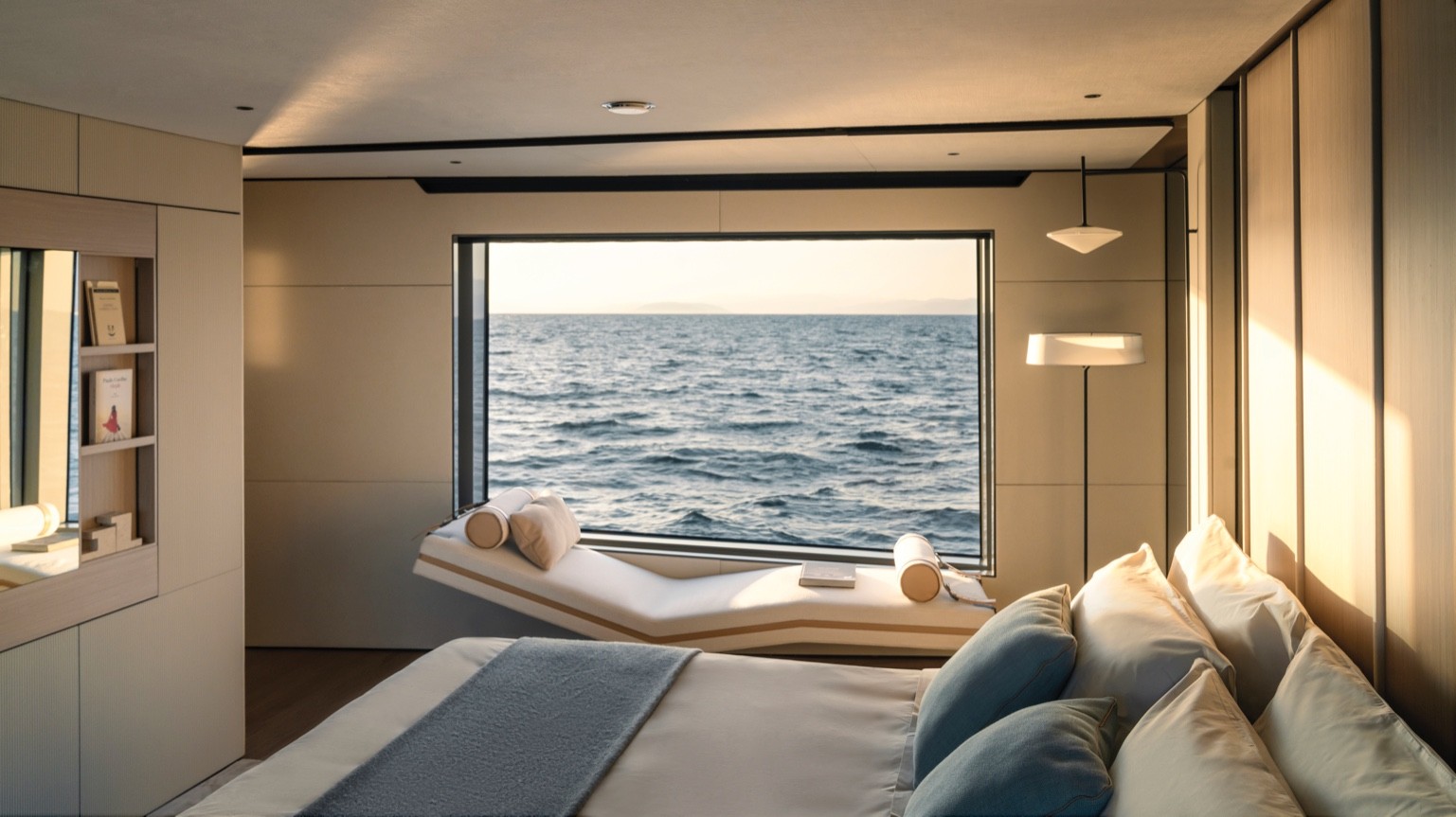 A suite inside the Grand Trideck yatch by Azimut