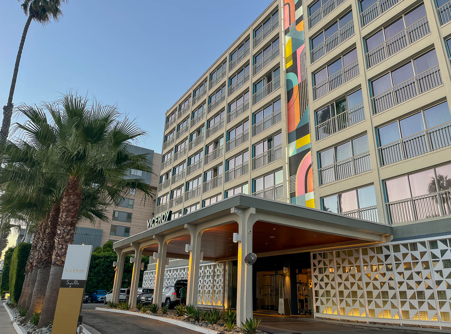 Viceroy Santa Monica Palm trees and a mid-century mural? Talk about SoCal curb appeal