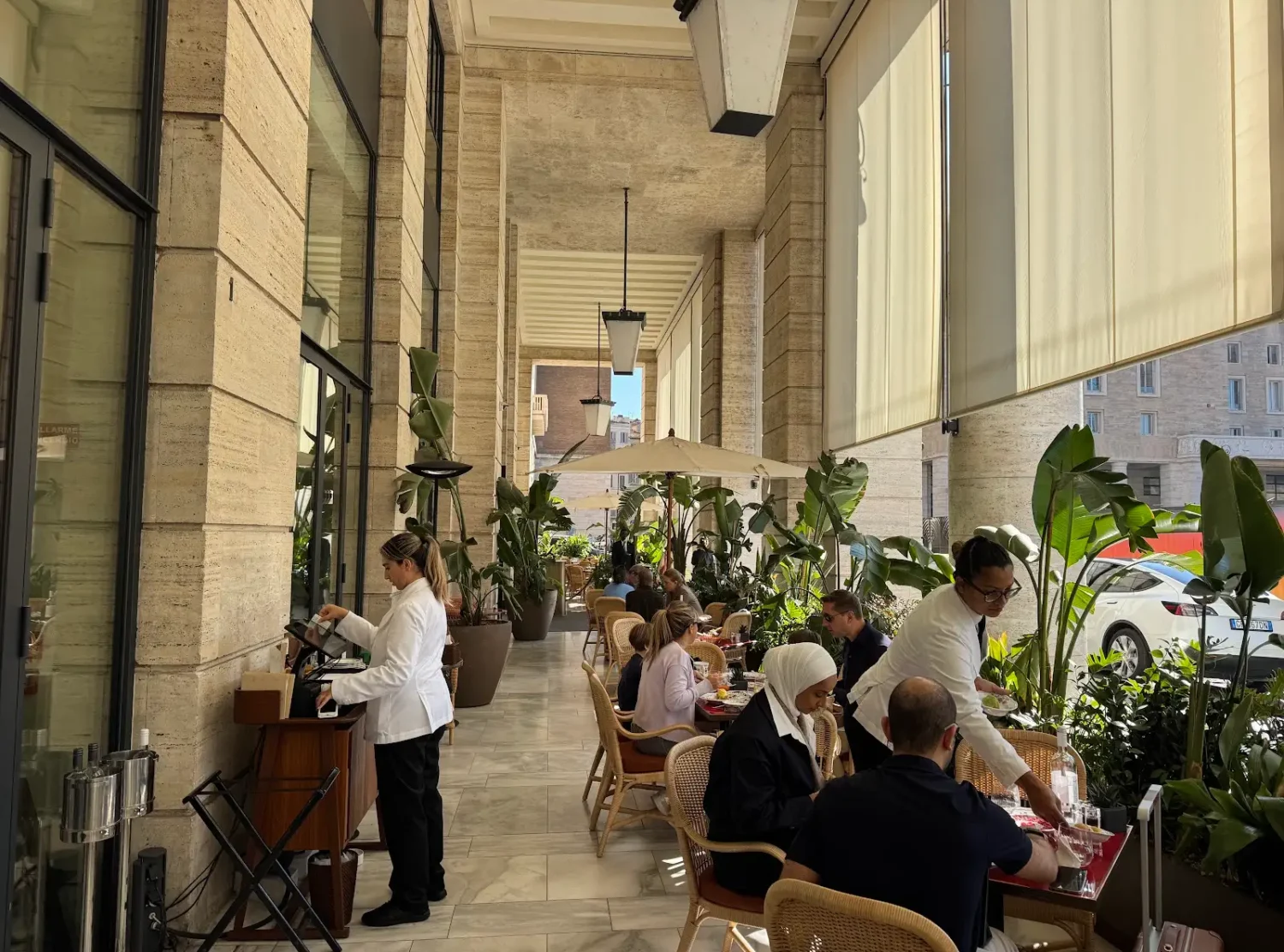 Bvlgari Hotel  Lobby restaurants are usually a miss; this one was the exception. Vibey all day, great crowd, zero tourist energy