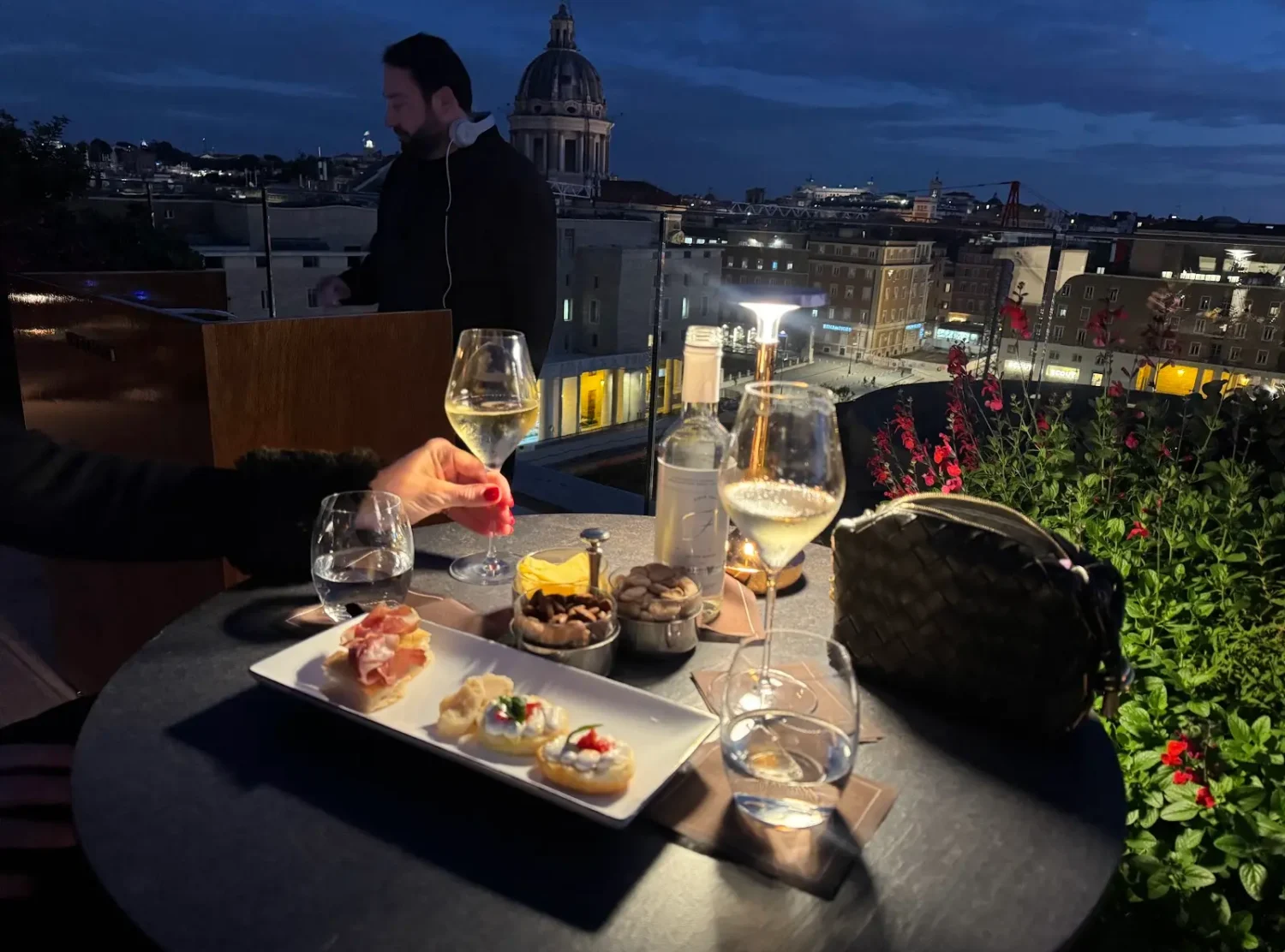 Bvlgari Hotel Pre-game perfection: aperitivo overlooking the Mausoleum of Augustus with a great DJ 
