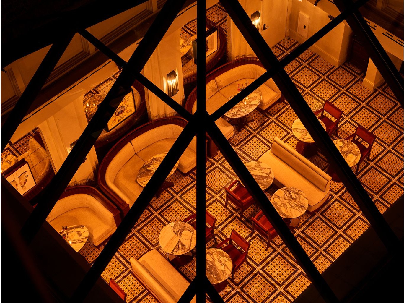 The Twenty Two New York Cafe Zaffri seen from above. Arguably one of the sexiest dining rooms in town