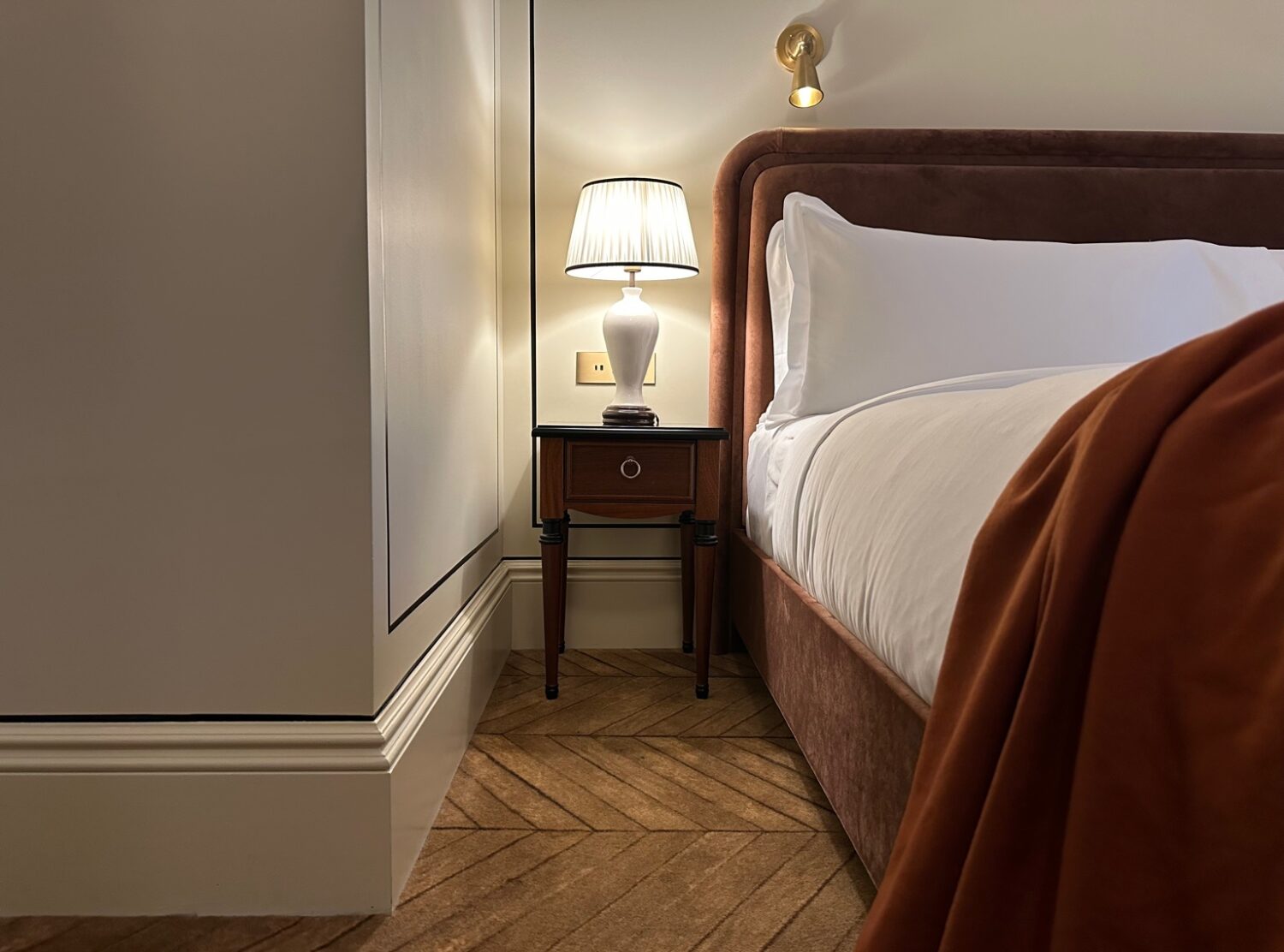 The Twenty Two New York The tromp l'oleil carpet imitating wood (a big hit!) is a strong design element also present at the original The Twenty Two in London