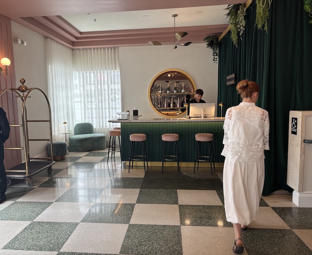 Le Particulier The ADA elevator is hidden behind a velvet curtain--chic!