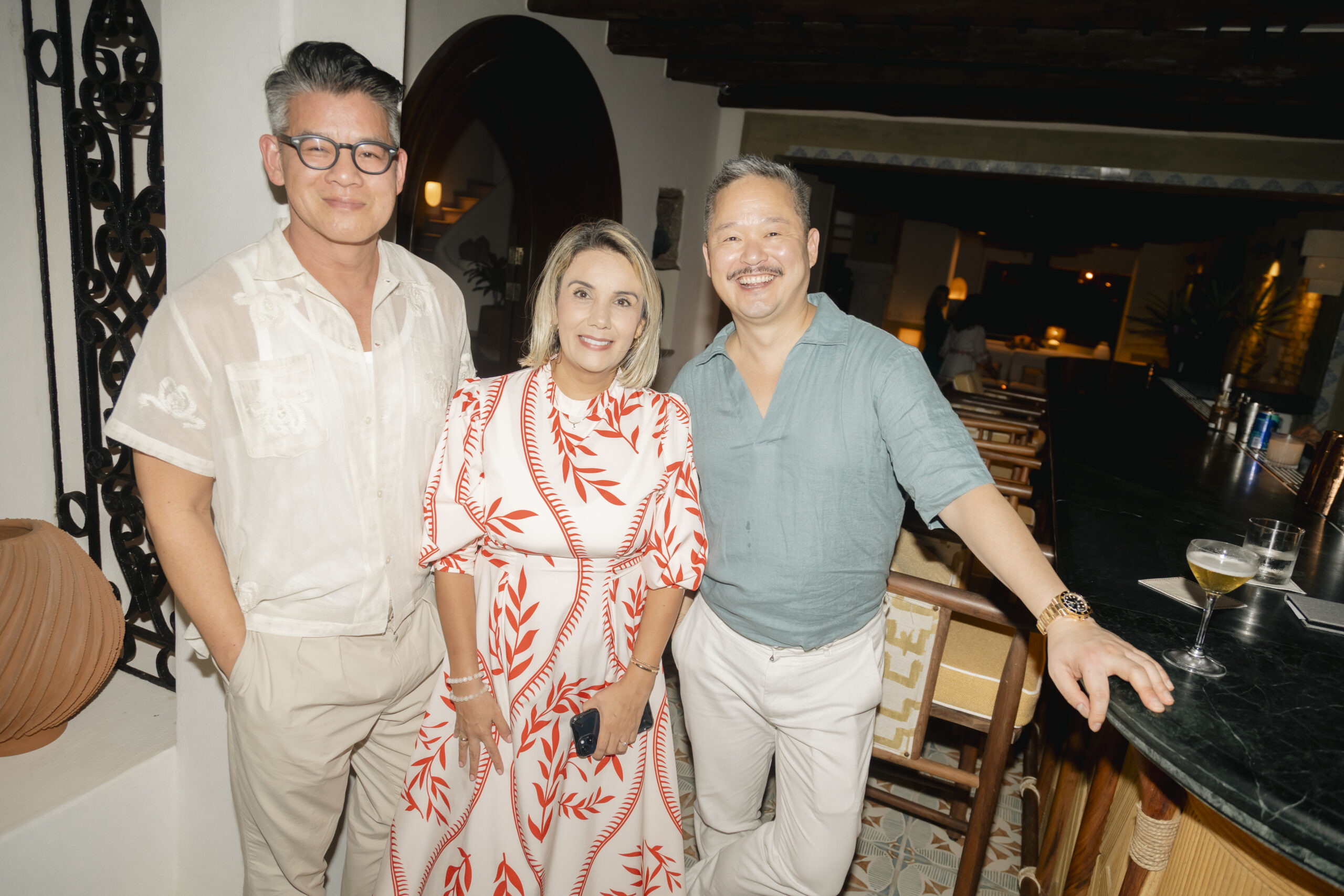 Peter Som; Olga Munoz, Area Director of Sales, Mexico, Belmond Hotels; Danny Seo