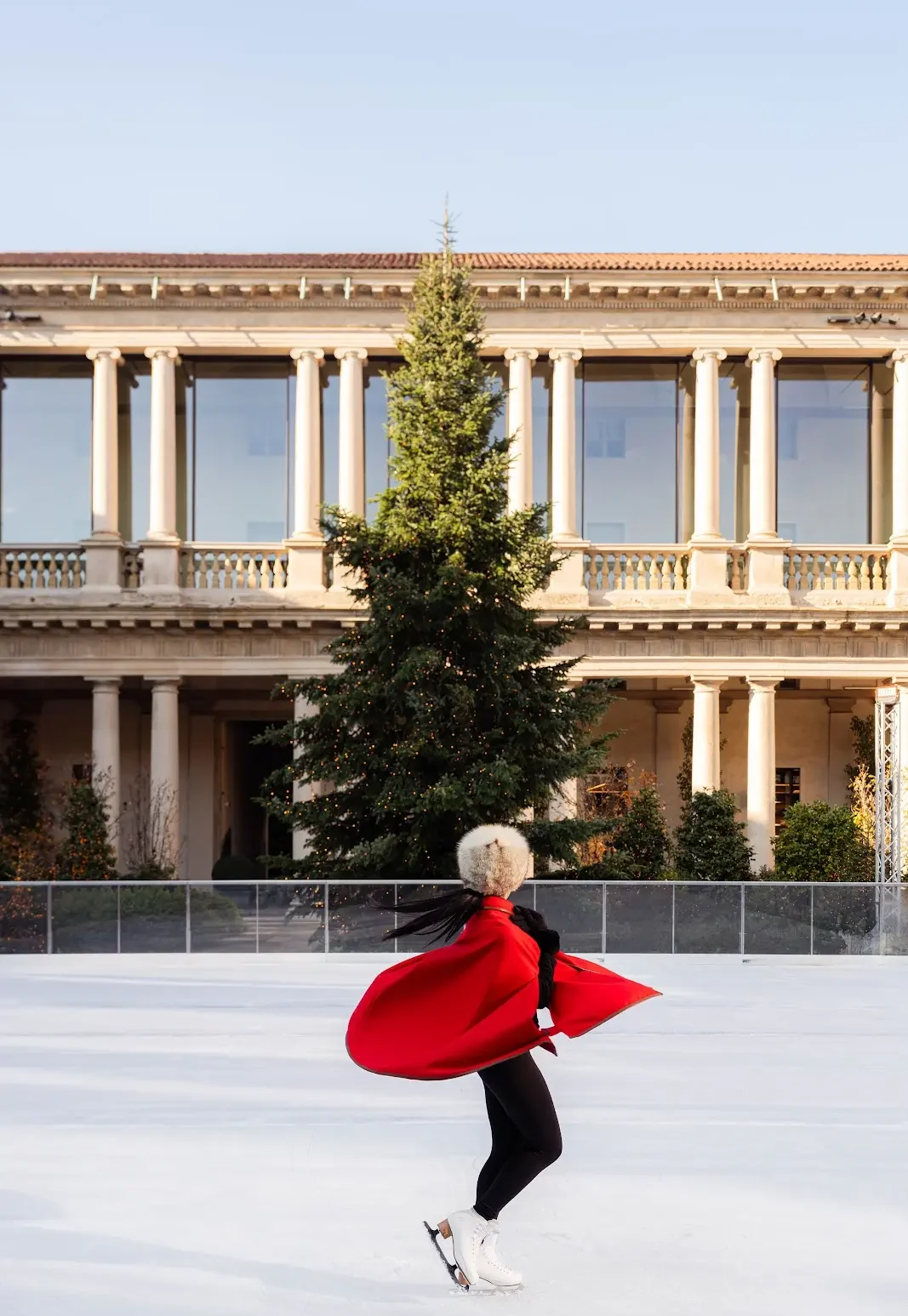 Left to Right: The GIFT rink and rinkside Ferragamo pop-up