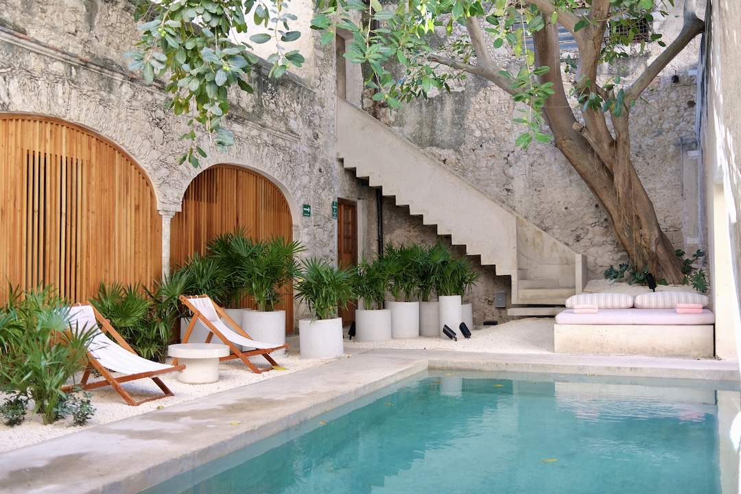 Hotel Sevilla Swam up to the spa, looked back and caught this view. ps- nestled behind the wooden bars are the pool side suites