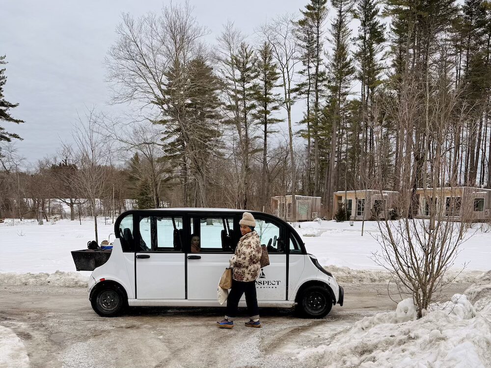 Prospect Berkshires No cars allowed on the property, so they escort you in these golf carts. Fun and keeps the peace