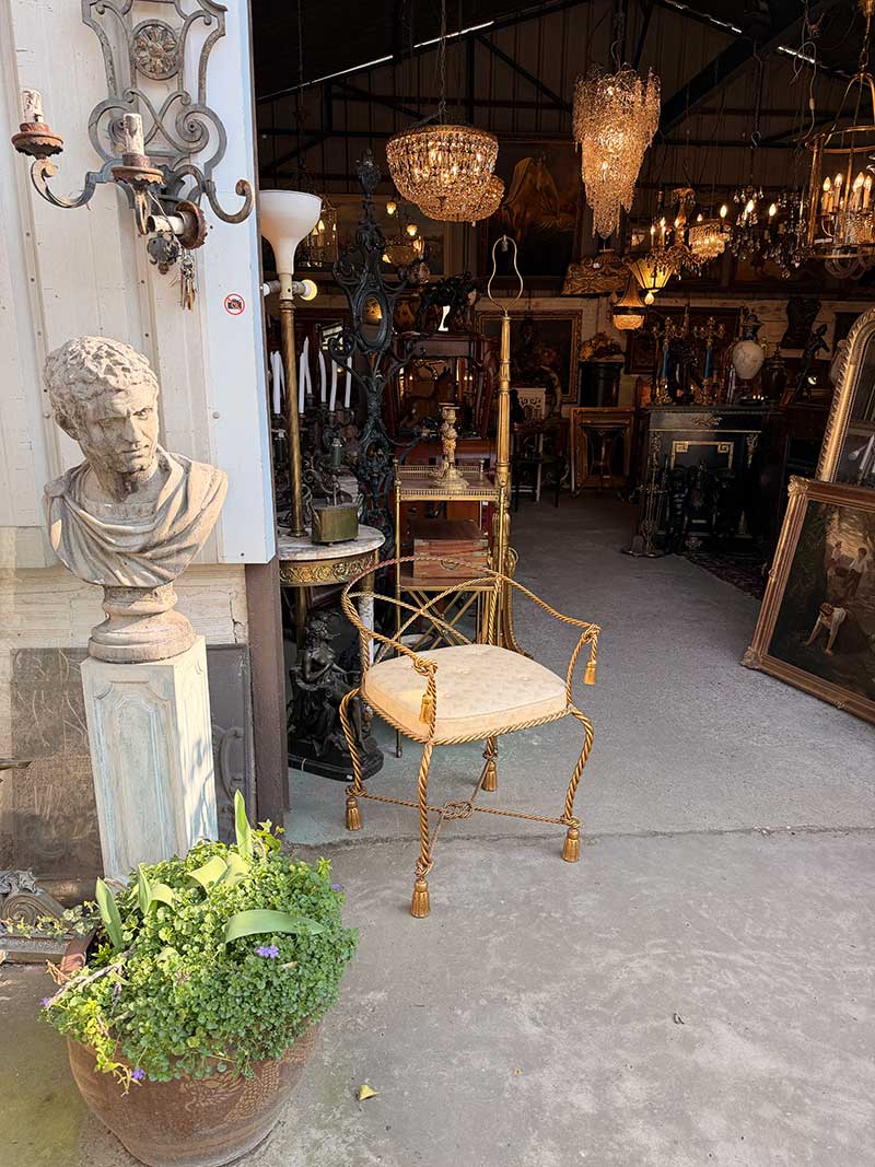 An-Italian-armchair-in-gilded-rope-chair,-circa-1950-