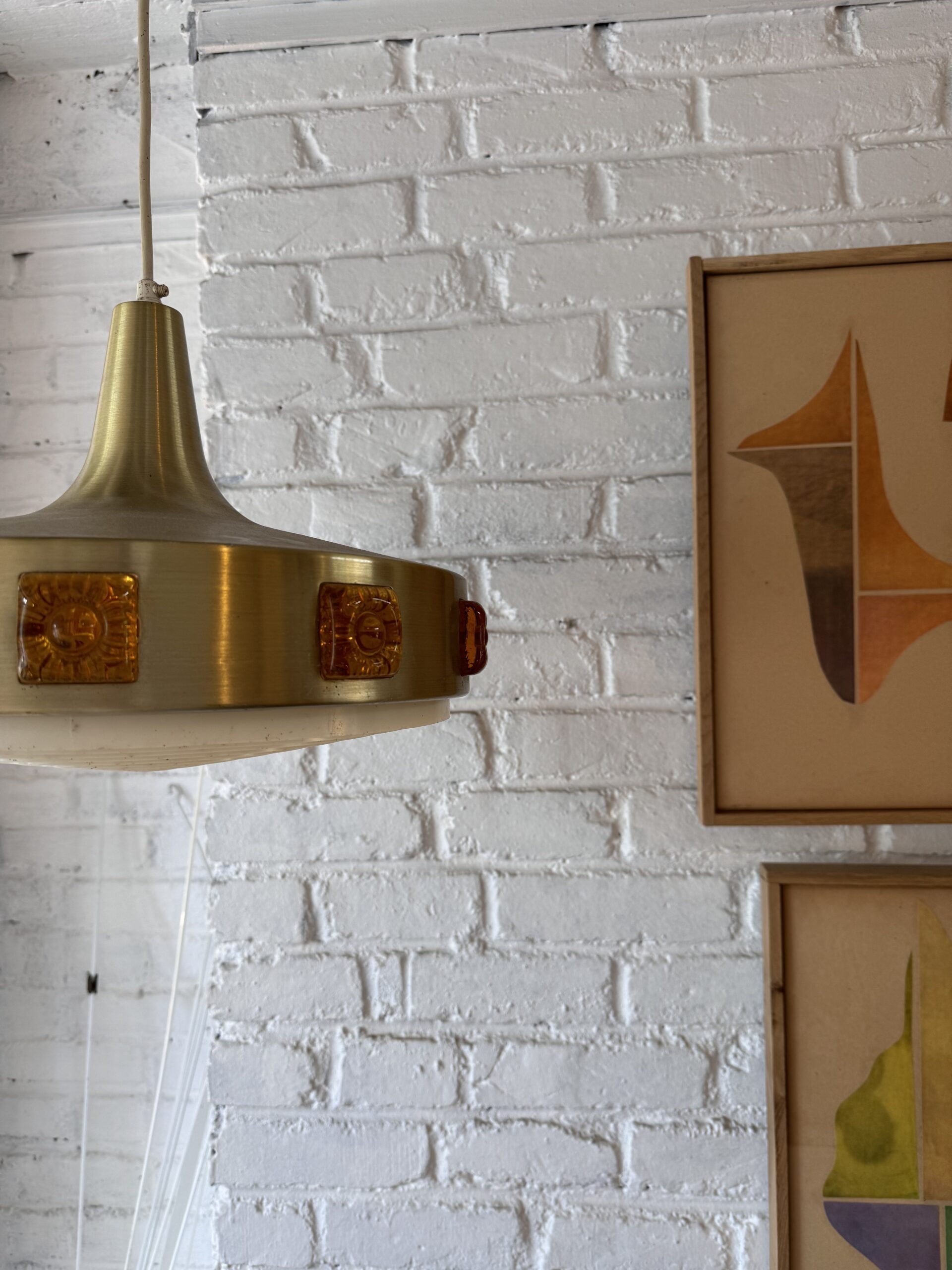 Swedish Brushed Brass Lamp attributed to Carl Fagerland for Orrefors
