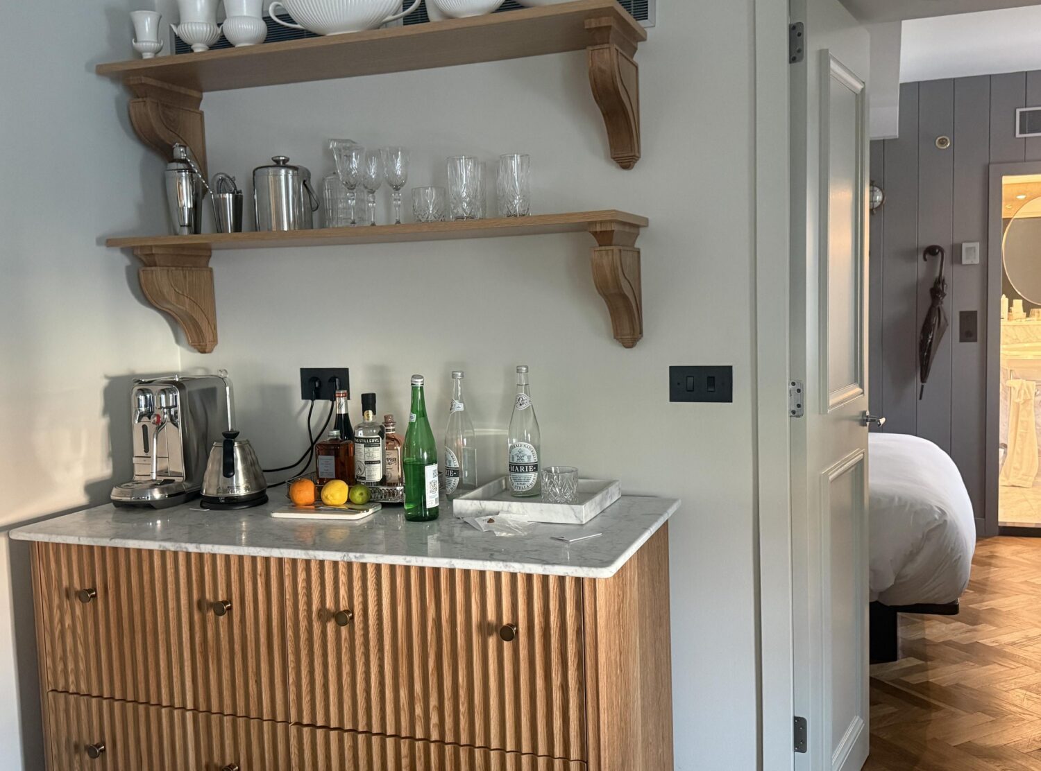 Pulitzer Amsterdam Mini bar corner: thoughtfully styled and well-stocked