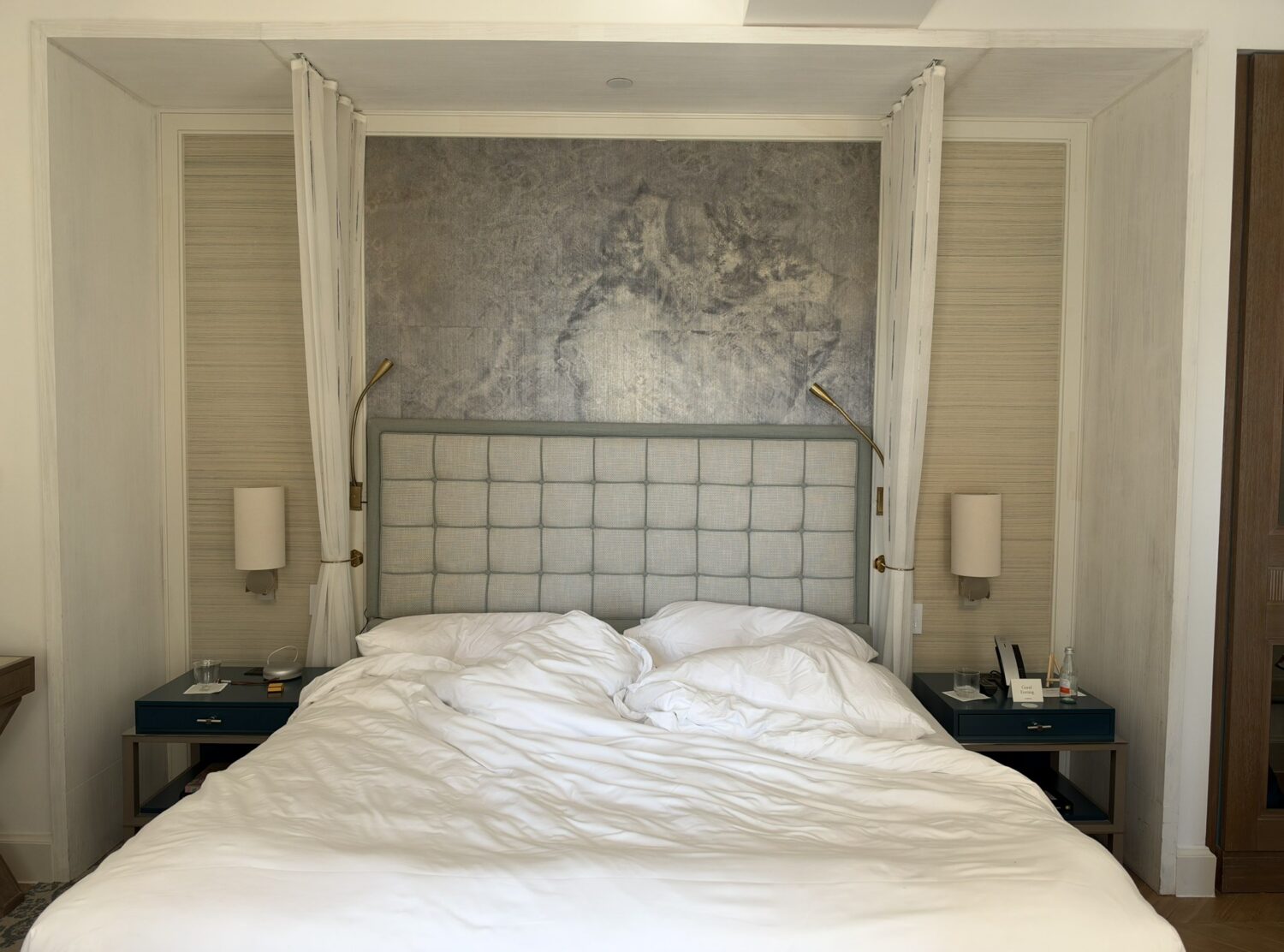 The Wall Street Hotel Good morning, indeed, and the bed after a night in, with the room’s soft palette and tailored details doing their job.