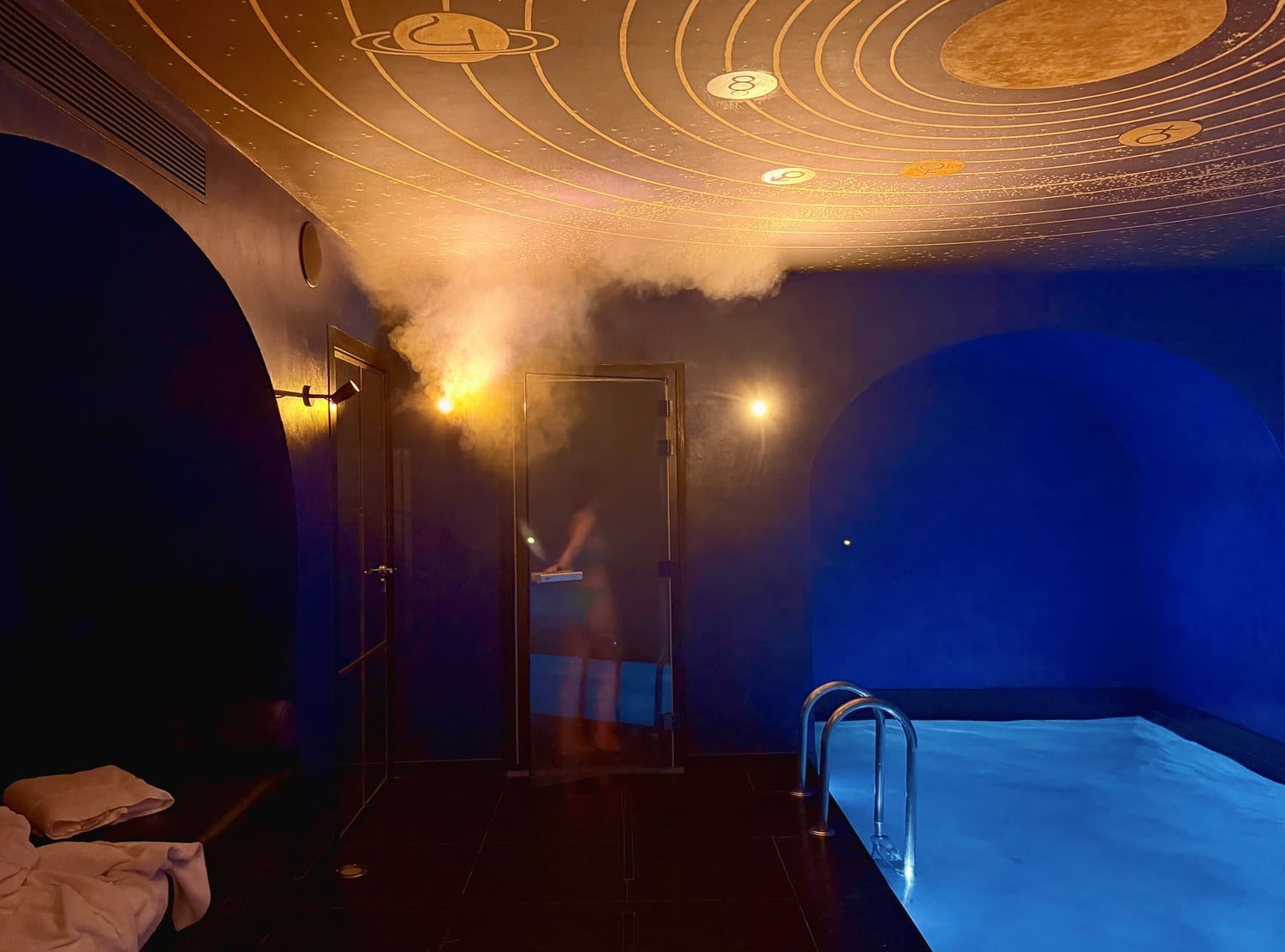 Maison Souquet Stepping in for a steam after a swim in the private spa